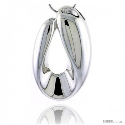 Sterling Silver Oval Pendant / Slide,1 3/8 in (36 mm) tall