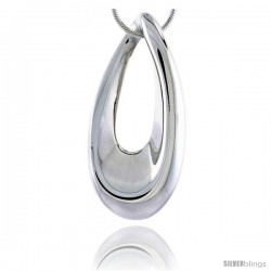 Sterling Silver Teardrop style Pendant / Slide, 1 5/16 in (34 mm) tall