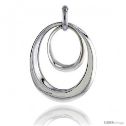 Sterling Silver Double Circle Cut-out Pendant Flawless Quality, 1 1/8 in (28 mm) tall