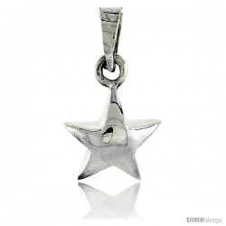 Sterling Silver Polished Star Pendant, 1/2 in (13 mm) tall