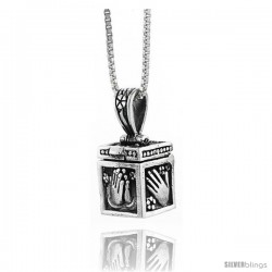 Sterling Silver Prayer Box with Praying Hand Design