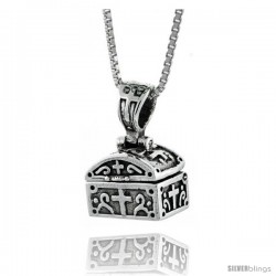 Sterling Silver Prayer Box Chest Shaped with Cross
