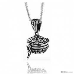 Sterling Silver Prayer Box with Floral Design -Style Pb34
