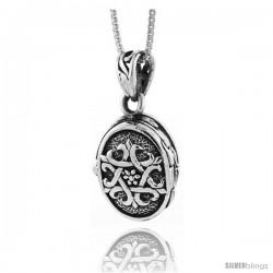 Sterling Silver Oval Shaped Prayer Box with Star of David