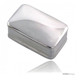 Sterling Silver Pill Box, 1 1/16" x 5/8" (27 mm X 17 mm) Rectangular Shape, High Polished Finish