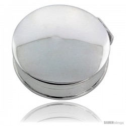 Sterling Silver Pill Box, 1 1/4" (32 mm) diameter Round Shape, High Polished Finish