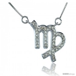 Sterling Silver Zodiac Sign Virgo Pendant Necklace, " The Virgin " Astrological Sign ( Aug 23 - Sept 22 ), 15/16 in. (24 mm)