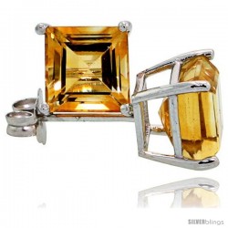 14K White Gold 6 mm Citrine Square Stud Earrings 2 cttw November Birthstone