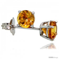 14K White Gold 4 mm Citrine Stud Earrings 1/2 cttw November Birthstone