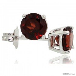 14K White Gold 5 mm Garnet Stud Earrings 1 cttw January Birthstone