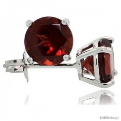 14K White Gold 6 mm Garnet Stud Earrings 2 cttw January Birthstone