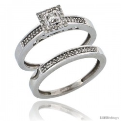 14k White Gold 2-Piece Diamond Engagement Ring Set, w/ 0.27 Carat Brilliant Cut Diamonds, 3/32 in. (2.5mm) wide -Style Ljw201e2