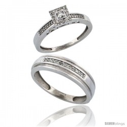 14k White Gold 2-Piece Diamond Ring Set ( Engagement Ring & Man's Wedding Band ), w/ 0.25 Carat Brilliant Cut -Style Ljw201em