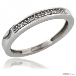 14k White Gold Ladies' Diamond Band, w/ 0.08 Carat Brilliant Cut Diamonds, 3/32 in. (2.5mm) wide -Style Ljw201lb