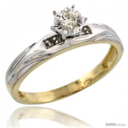 Gold Plated Sterling Silver Diamond Engagement Ring, 1/8 in wide -Style Agy120er