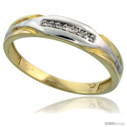 Gold Plated Sterling Silver Mens Diamond Wedding Band, 3/16 in wide -Style Agy120mb