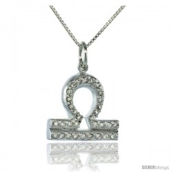 Sterling Silver Zodiac Sign Libra Pendant Necklace, " The Scales " Astrological Sign ( Sept 23 - Oct 22 ), 11/16 in. (18 mm)