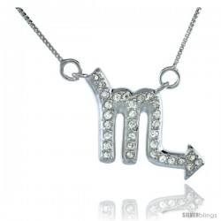 Sterling Silver Zodiac Sign Scorpio Pendant Necklace, " The Scorpion " Astrological Sign ( Oct 23 - Nov 21 ), 3/4 in. (19 mm)