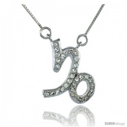 Sterling Silver Zodiac Sign Capricorn Pendant Necklace, " The Sea-Goat " Astrological Sign ( Dec 22 - Jan 19 ), 15/16 in