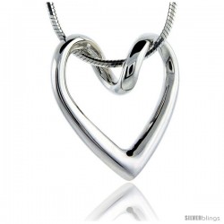 Flawless Sterling Silver Floating Heart, 13/16 in X 13/16 in