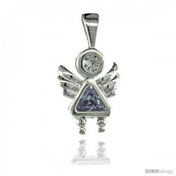 Sterling Silver June Birthstone Angel Pendant w/ Alexandrite Color Cubic Zirconia