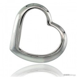 Beautiful Sterling Silver Classic Valentine Floating Heart, 5/8 in X 3/4 in