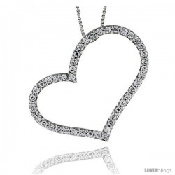 Sterling Silver CZ Cut Out Heart Pendant Slide, 1 11/16 in. (43.5 mm) tall