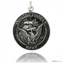 Sterling Silver U.S. Navy Medal, 1 1/4" (32 mm) tall