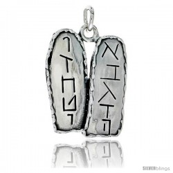 Sterling Silver Ten Commandments Tablets w/ Hebrew Letters, 1" (25 mm) tall