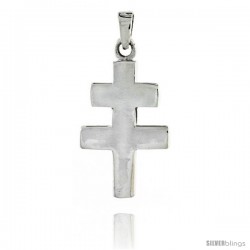 Sterling Silver Patriarchal Cross Pendant, 1 1/8" (29 mm) tall