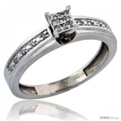 14k White Gold Diamond Engagement Ring, w/ 0.13 Carat Brilliant Cut Diamonds, 5/32 in. (4mm) wide -Style Ljw202er