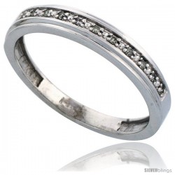 14k White Gold Men's Diamond Band, w/ 0.08 Carat Brilliant Cut Diamonds, 5/32 in. (4mm) wide -Style Ljw202mb