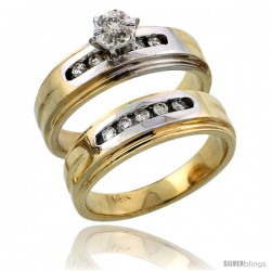 14k Gold 2-Piece Diamond Engagement Ring Set w/ Rhodium Accent, w/ 0.23 Carat Brilliant Cut Diamonds, 1/4 in. (6mm) wide