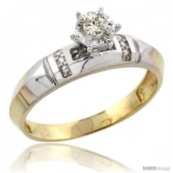 Gold Plated Sterling Silver Diamond Engagement Ring, 5/32 in wide -Style Agy122er