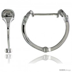 Sterling Silver Dee Ring Snaffle Bits Huggie Earrings, 15/16" (24 mm)