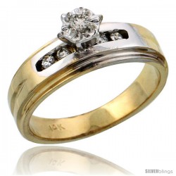 14k Gold Diamond Engagement Ring w/ Rhodium Accent, w/ 0.13 Carat Brilliant Cut Diamonds, 1/4 in. (6mm) wide