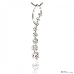 Sterling Silver Graduated Journey Pendant w/ 8 High Quality CZ Stones, 1 1/26" (39 mm) tall
