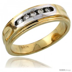 14k Gold Ladies' Diamond Band w/ Rhodium Accent, w/ 0.10 Carat Brilliant Cut Diamonds, 1/4 in. (6mm) wide