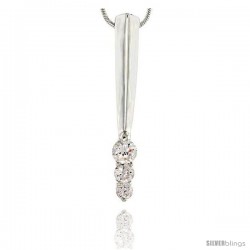 Sterling Silver Graduated Journey Pendant w/ 3 High Quality CZ Stones, 1 1/2" (38 mm) tall