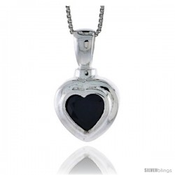 High Polished Sterling Silver 1" (26 mm) tall Heart Pendant, w/ 9x9mm Amethyst-colored CZ Stone, w/ 18" Thin Box Chain