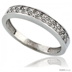 14k White Gold Men's Diamond Band, w/ 0.10 Carat Brilliant Cut Diamonds, 5/32 in. (4mm) wide -Style Ljw203mb