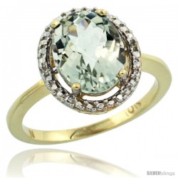 10k Yellow Gold Diamond Green-Amethyst Ring 2.4 ct Oval Stone 10x8 mm, 1/2 in wide -Style Cy902114