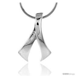 High Polished Sterling Silver 15/16" (24 mm) tall Freeform Pendant, w/ 18" Thin Box Chain