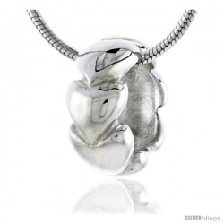 High Polished Sterling Silver 1/2" (13 mm) tall Round Pendant Slide w/ Infinite Hearts, w/ 18" Thin Box Chain