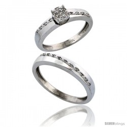 14k White Gold 2-Piece Diamond Ring Set ( Engagement Ring & Man's Wedding Band ), 0.22 Carat Brilliant Cut -Style Ljw204em