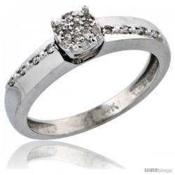 14k White Gold Diamond Engagement Ring, w/ 0.14 Carat Brilliant Cut Diamonds, 1/8 in. (3.5mm) wide -Style Ljw204er