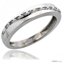 14k White Gold Ladies' Diamond Band, w/ 0.08 Carat Brilliant Cut Diamonds, 1/8 in. (3.5mm) wide -Style Ljw204lb