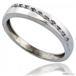 14k White Gold Men's Diamond Band, w/ 0.08 Carat Brilliant Cut Diamonds, 1/8 in. (3.5mm) wide -Style Ljw204mb