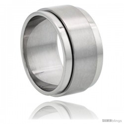 Surgical Steel 10mm Spinner Ring Wedding Band Matte Center