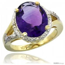 10k Yellow Gold Ladies Natural Amethyst Ring oval 12x10 Stone